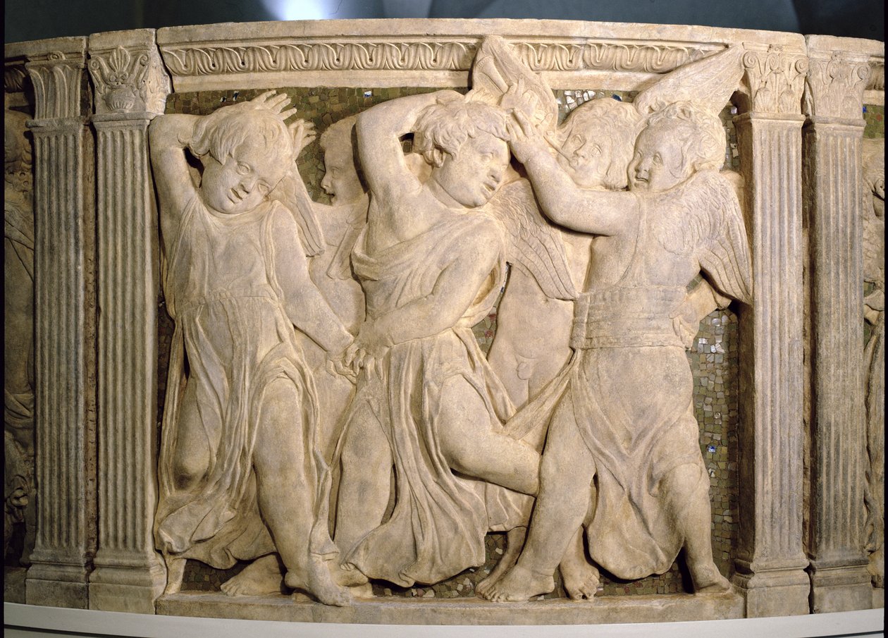 II. sz. restaurálás utáni tábla a Prato-székesegyház külső szószékéről, 1438 alkotó: Donatello