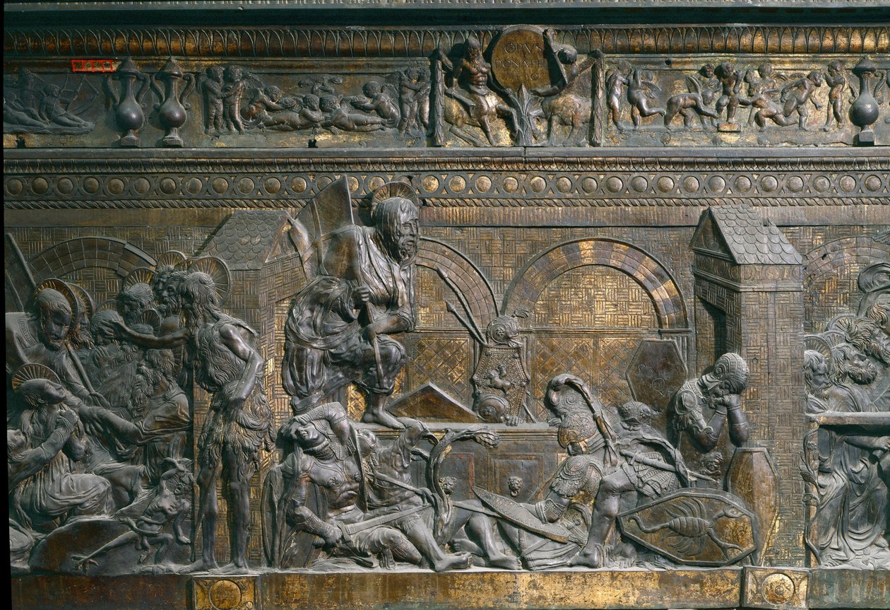 Krisztus feltámadása. Részlet. A jobb oldali szószék alacsony domborműve alkotó: Donatello