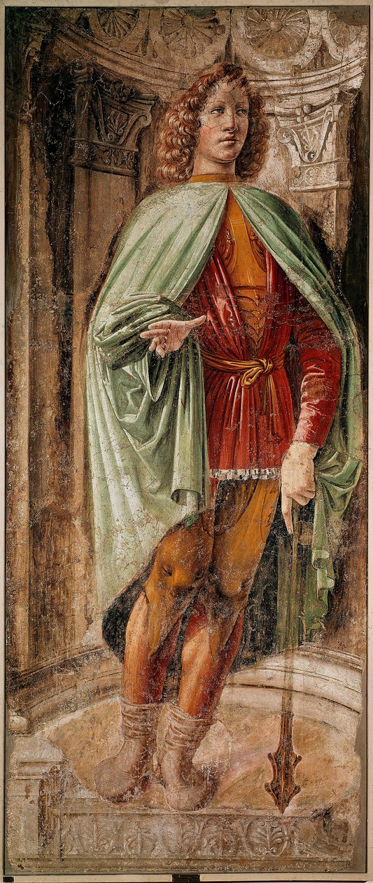 Fiatalember a klubban (Giovane dalla mazza) A Panigarola család fegyveresei ciklusa. Donato Bramante (1444-1514) freskója, Pinacoteca di Brera, Milánó. alkotó: Donato Bramante