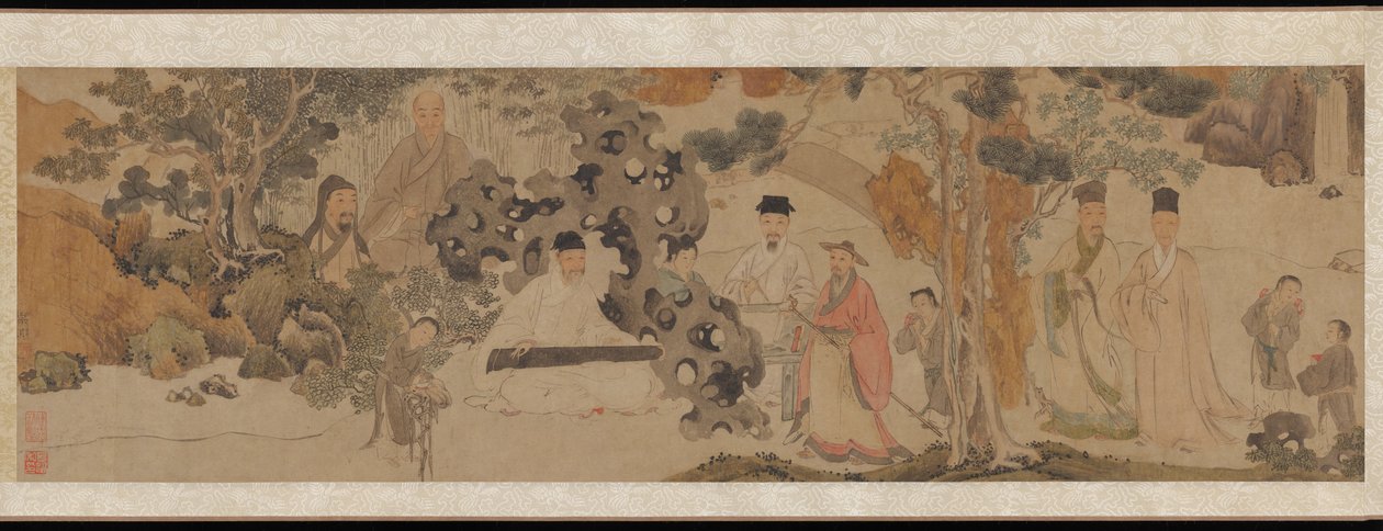 Magasztos összejövetel a zöld erdőben, 1620 körül (tinta és színes papíron) alkotó: Dong Qichang