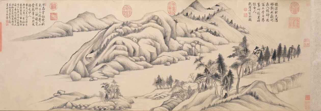 Folyó és hegyek egy tiszta őszi napon, c. 1624-1627. alkotó: Dong Qichang