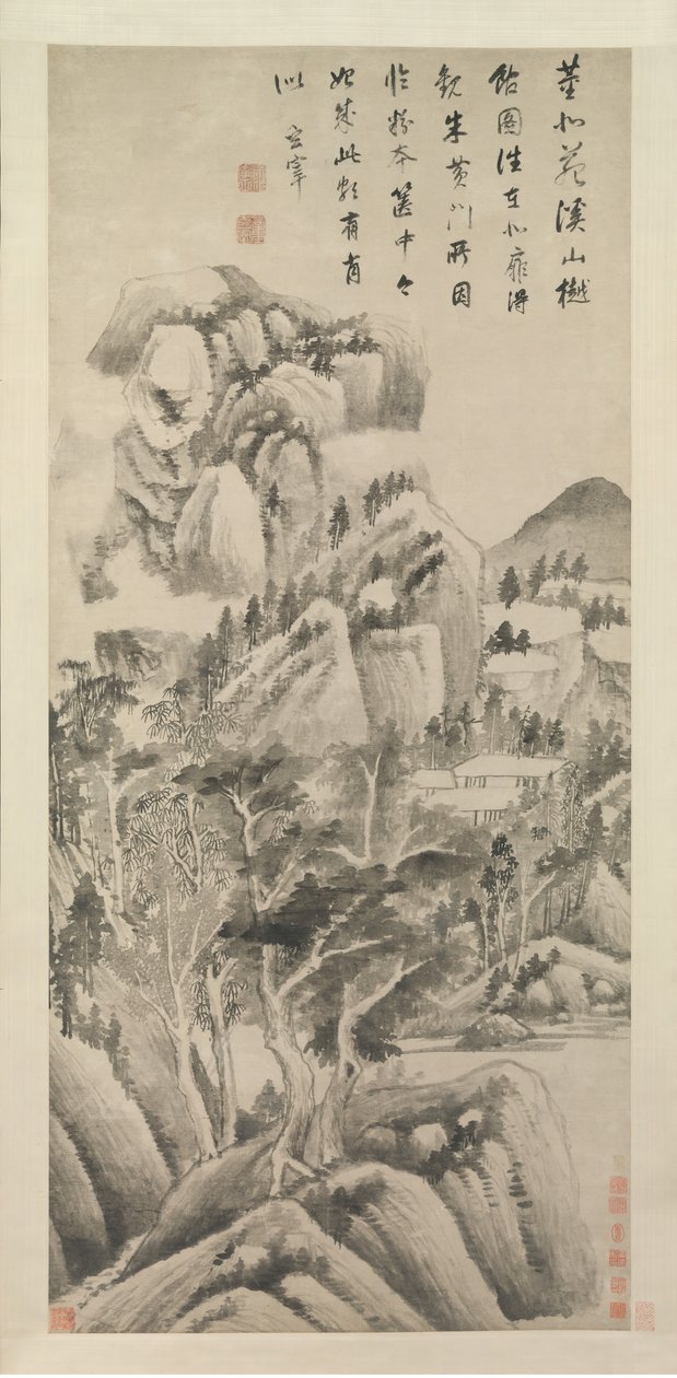 Árnyékos lakóházak patakok és hegyek között, kb. 1622-25. alkotó: Dong Qichang