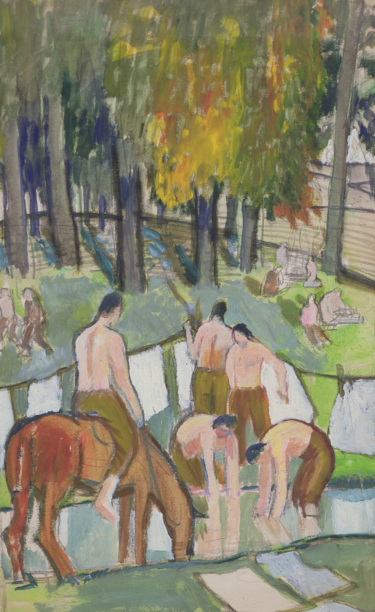 Katonák a pataknál, 1920 (wc papíron) alkotó: Dora Carrington