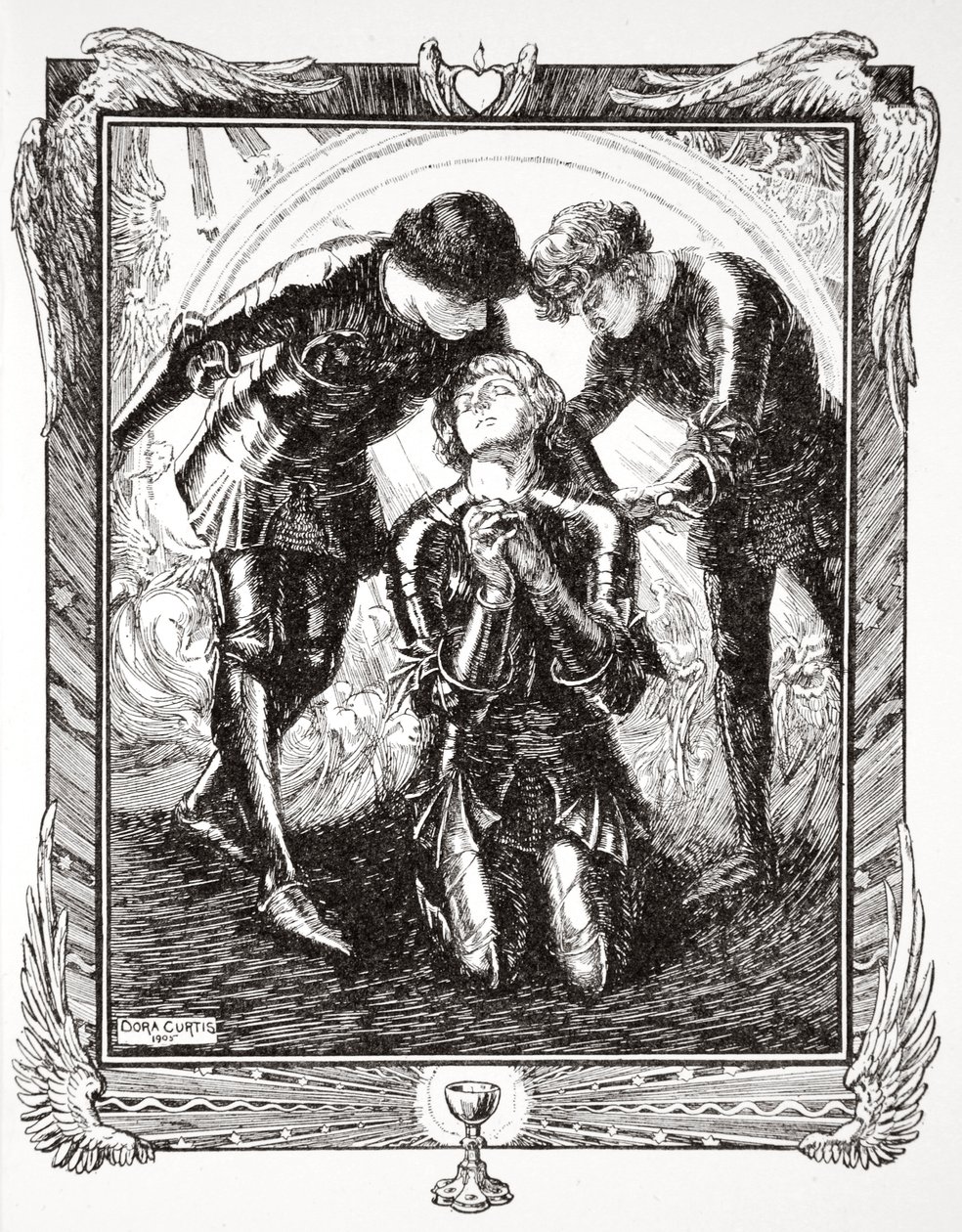 „Aztán Sir Galahadhoz mentek”, 1905. alkotó: Dora Curtis