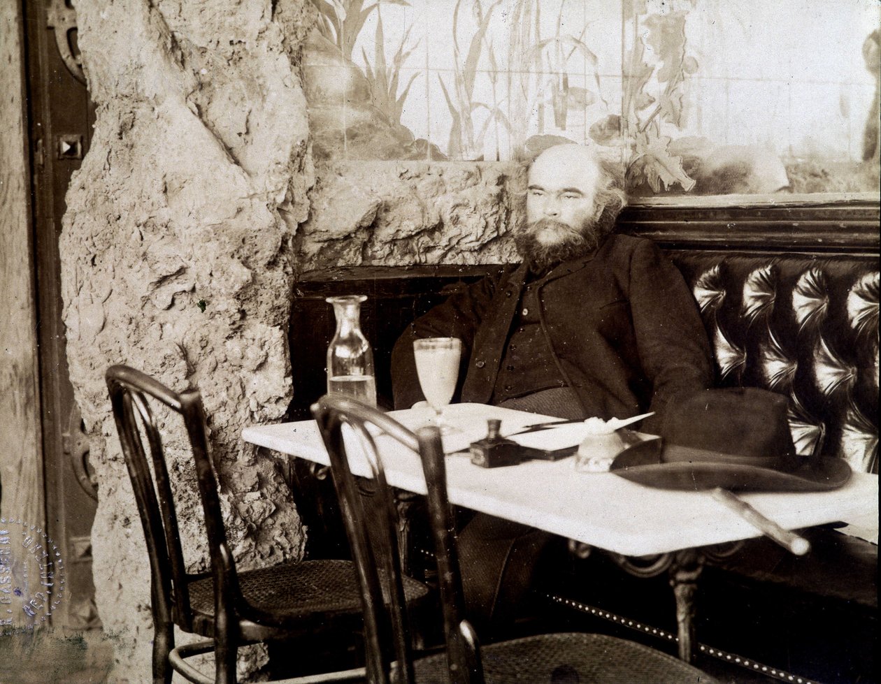 Verlaine egy bisztróban abszintot iszik alkotó: Dornac