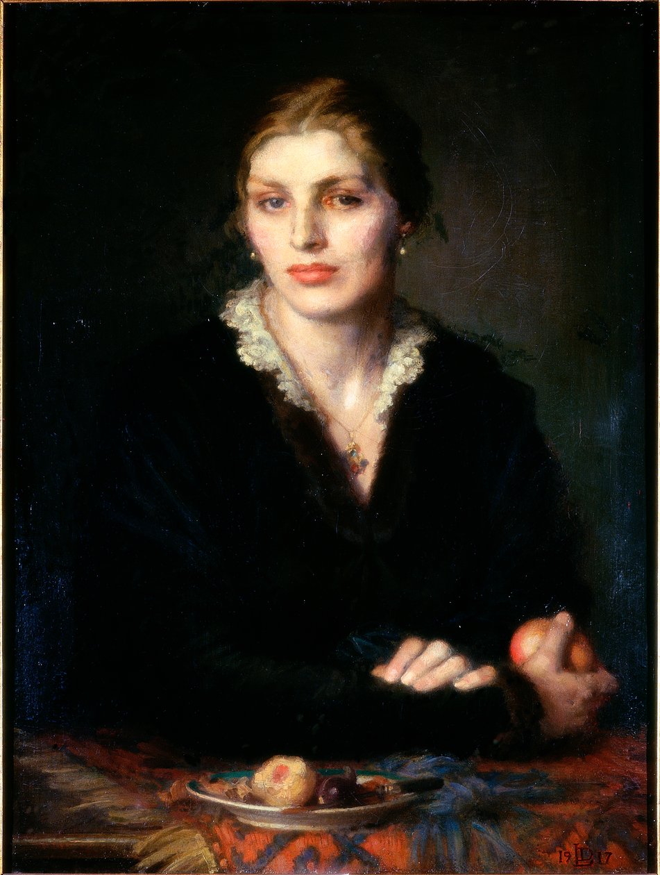 Lady with Fruit Gladys Holman Hunt, 1917, olaj, vászon alkotó: Dorothea Landau