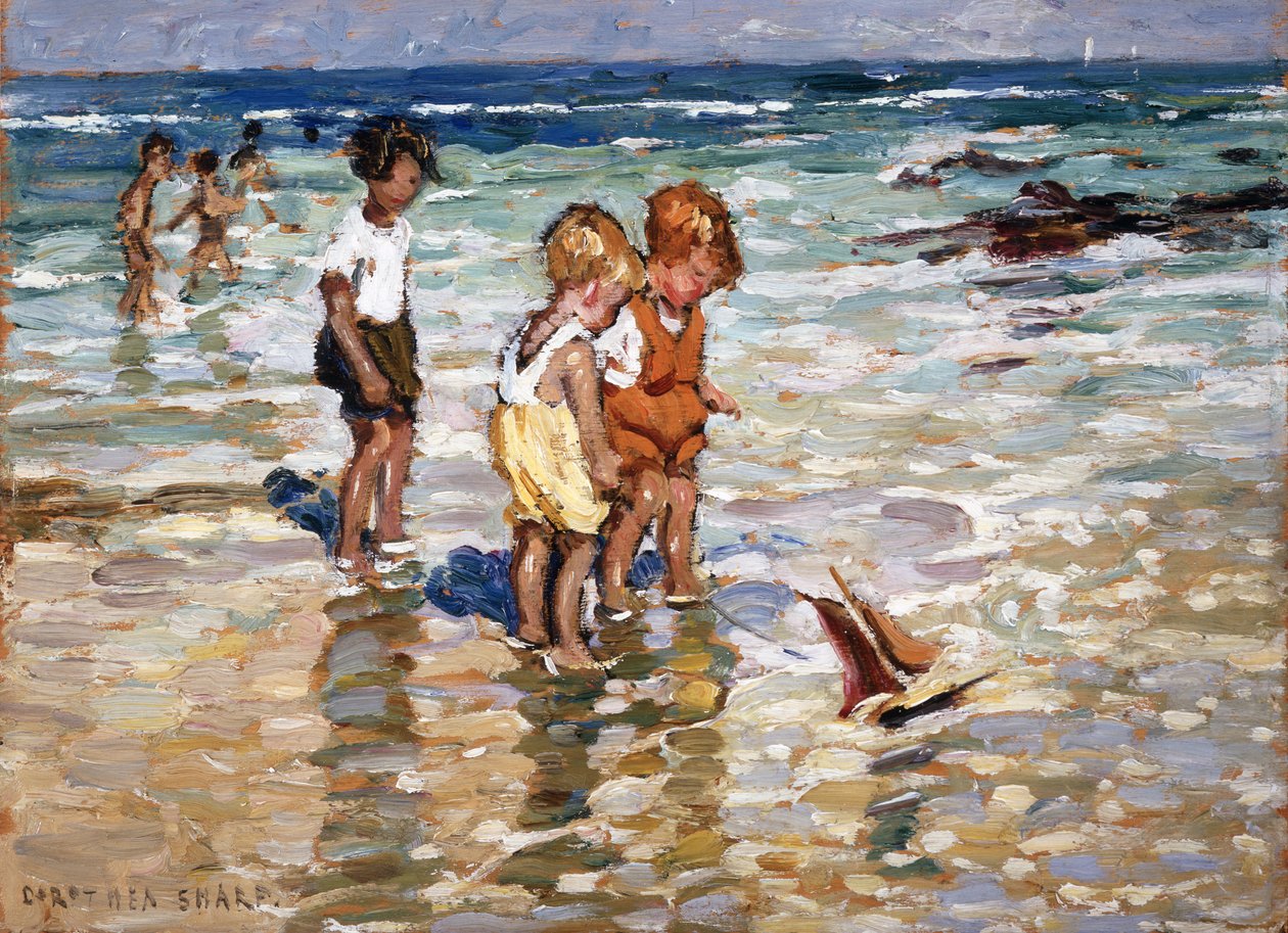 Gyermekek evezés (olaj, panel) alkotó: Dorothea Sharp