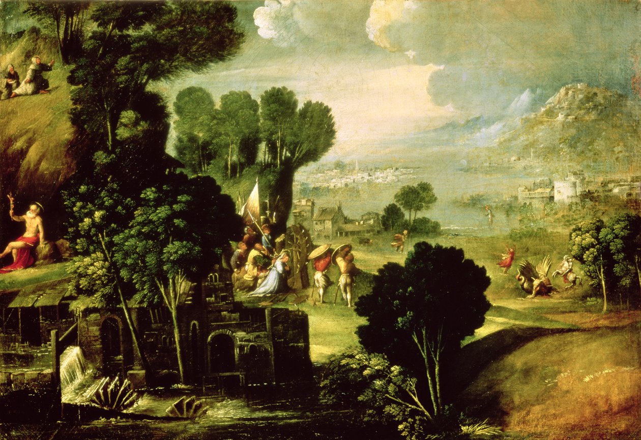 Táj szentekkel, 1520-30 alkotó: Dosso Dossi