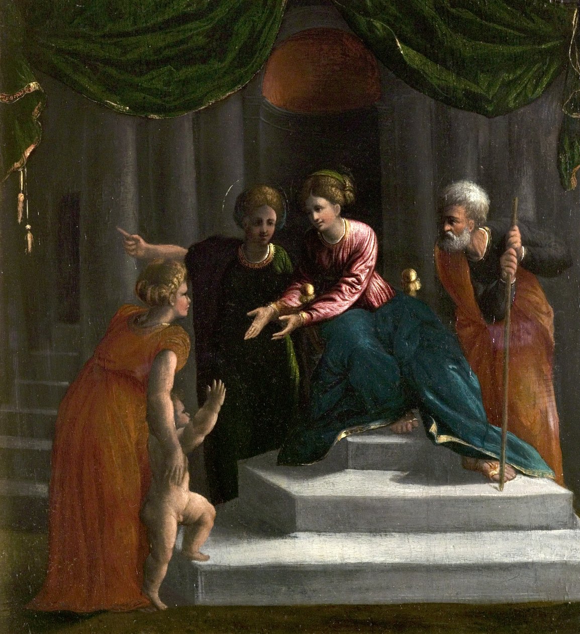 A Krisztus gyermek járni tanul (bemutatás a templomban) alkotó: Dosso Dossi