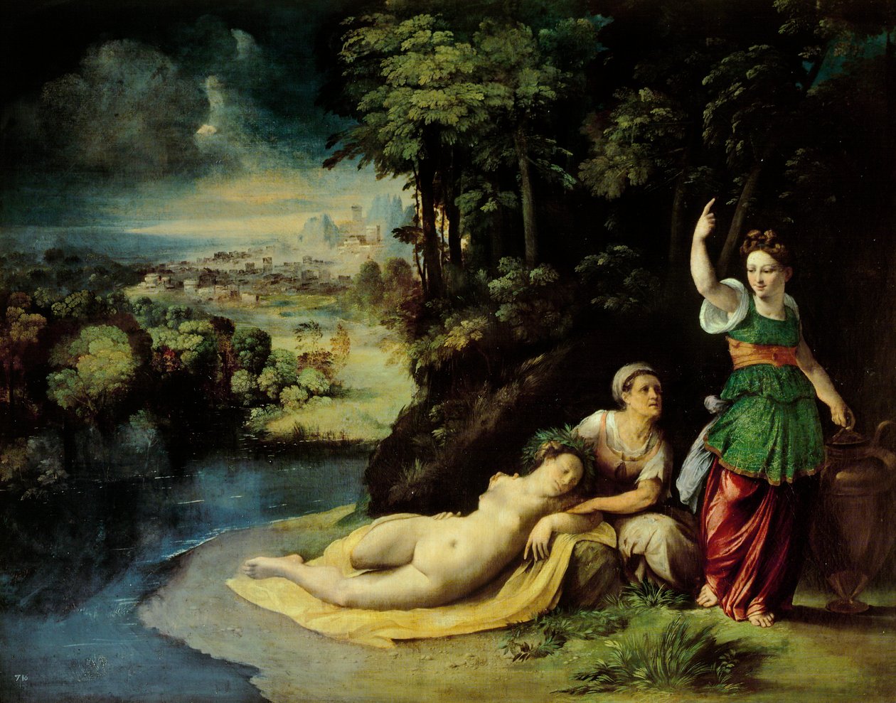 Diana és Callisto, 1528 körül, Dosso Dossi (kb. 1486-1542), olaj, vászon, 49x61 cm alkotó: Dosso Dossi