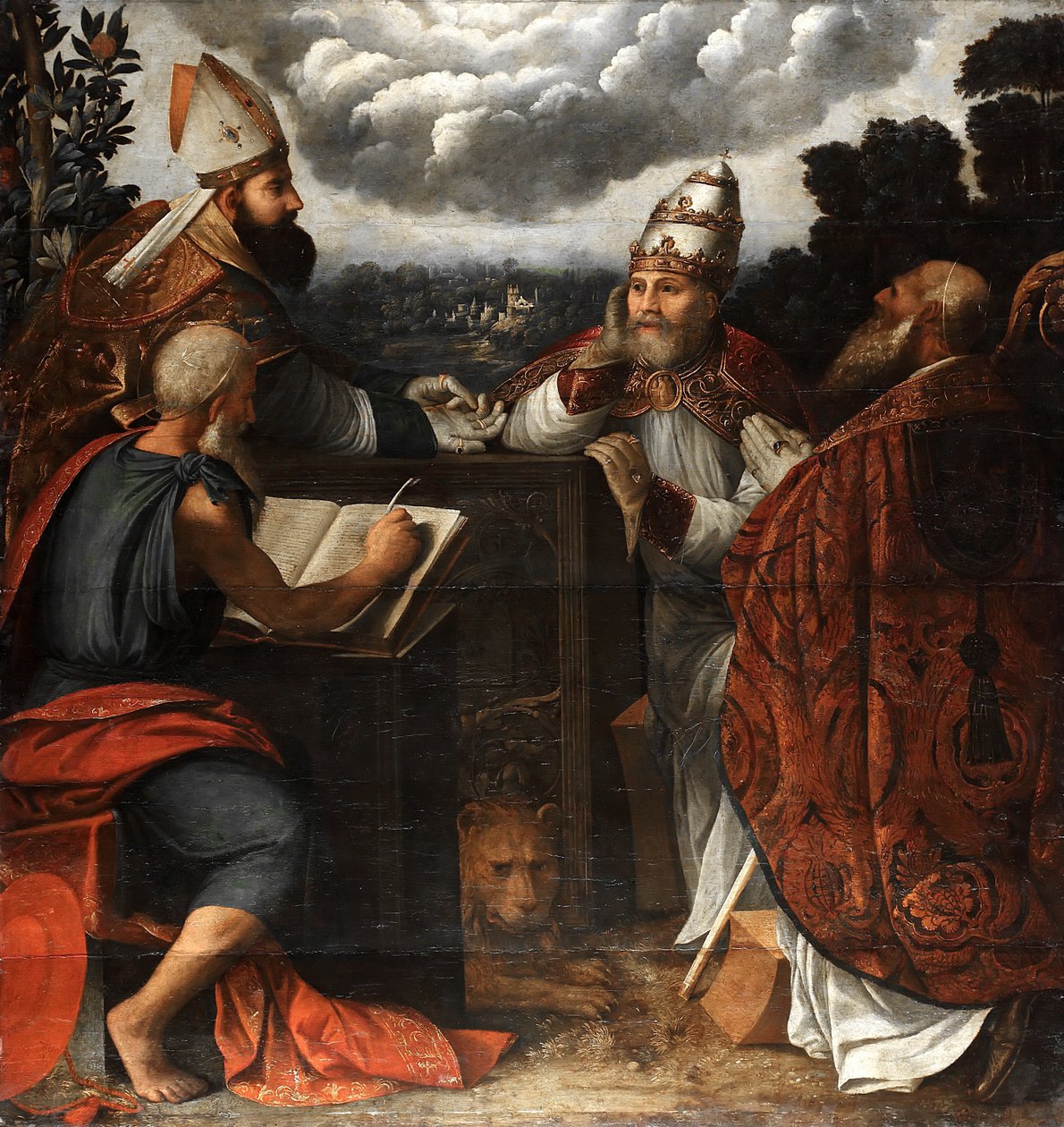 Négy egyházatya vitája a szeplőtelen fogantatásról, 1541 alkotó: Dosso Dossi