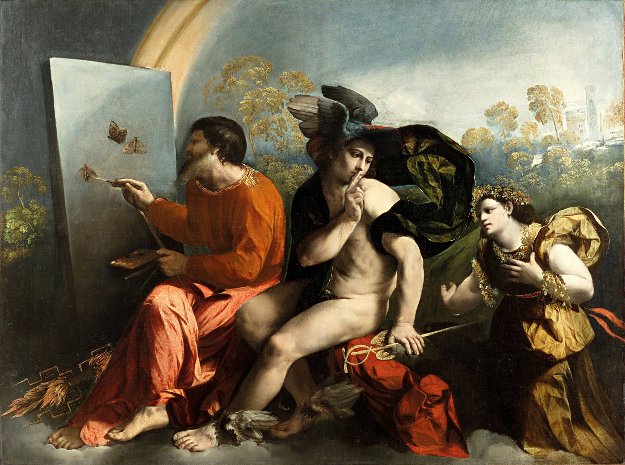 Jupiter, Merkúr és az erény (Jupiter Pillangók festése), c. 1524 (olaj, vászon) alkotó: Dosso Dossi