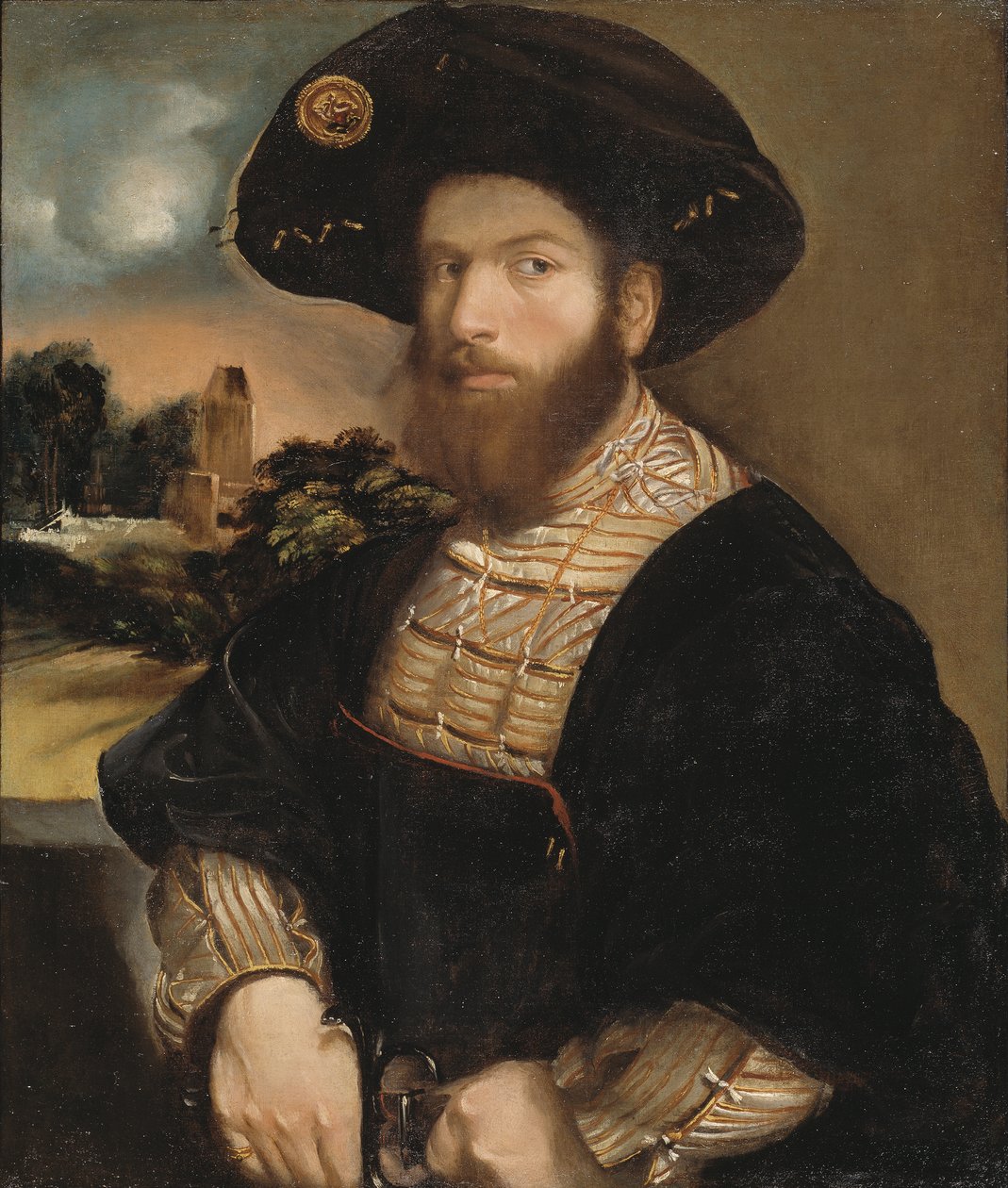 Feketesapkát viselő férfi portréja, 1530 körül alkotó: Dosso Dossi
