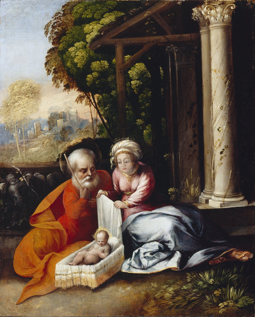 A Szent Család, 1516 körül (olaj, falemez) alkotó: Dosso Dossi
