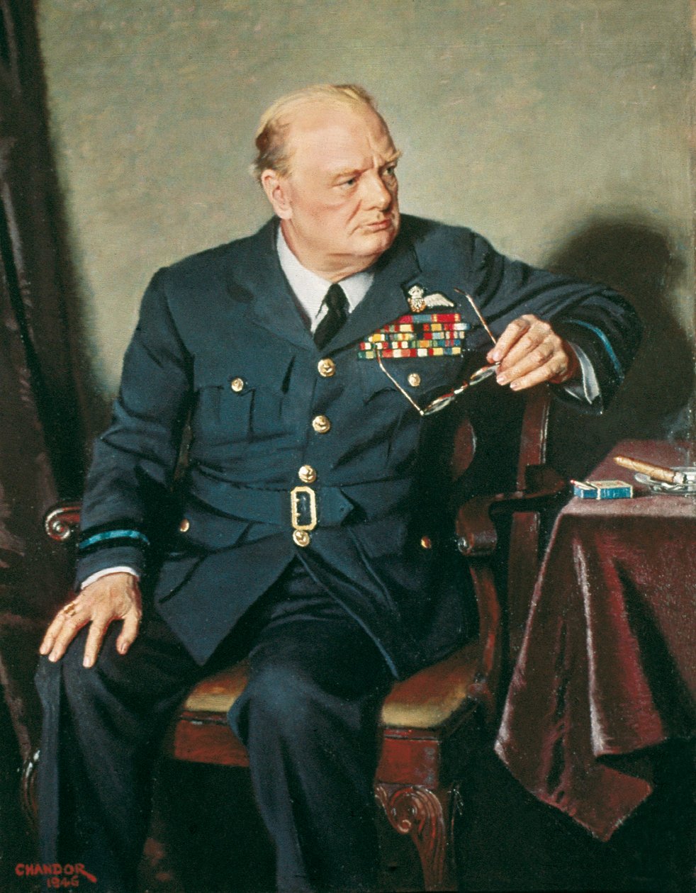 Winston Churchill brit miniszterelnök portréja alkotó: Douglas Chandor