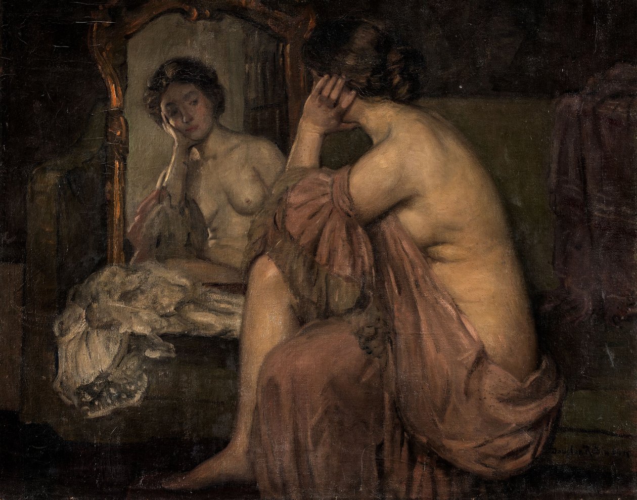 Tükör előtt (olaj, vászon) alkotó: Douglas F. Robinson