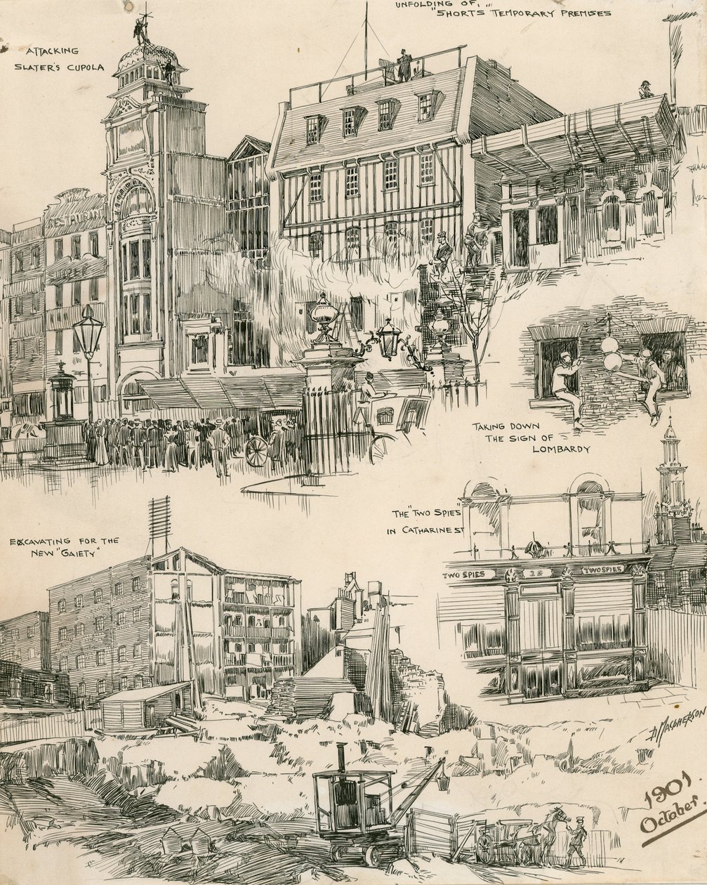 Londoni vázlatok 1901 októberéből (metszet) alkotó: Douglas Macpherson