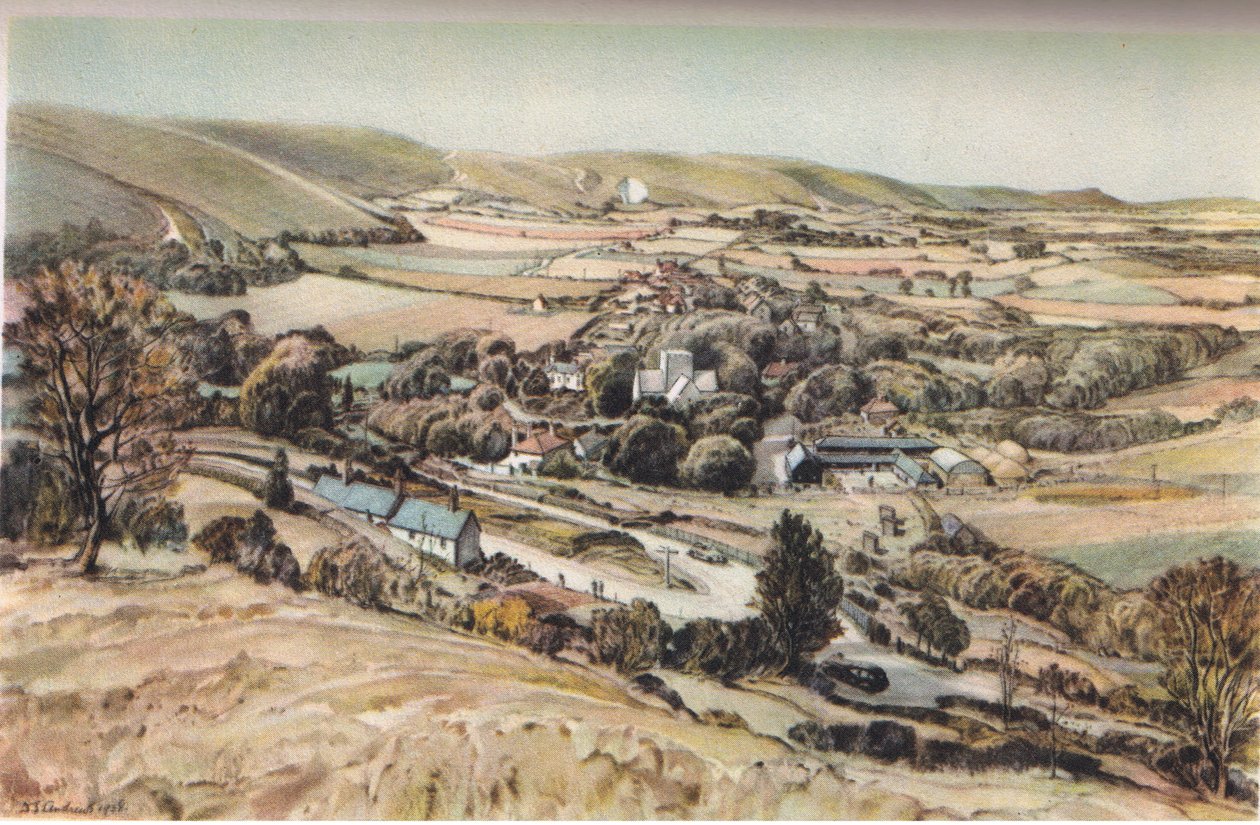 Poynings: Sussex falu (színes litho) alkotó: Douglas Sharpus Andrews