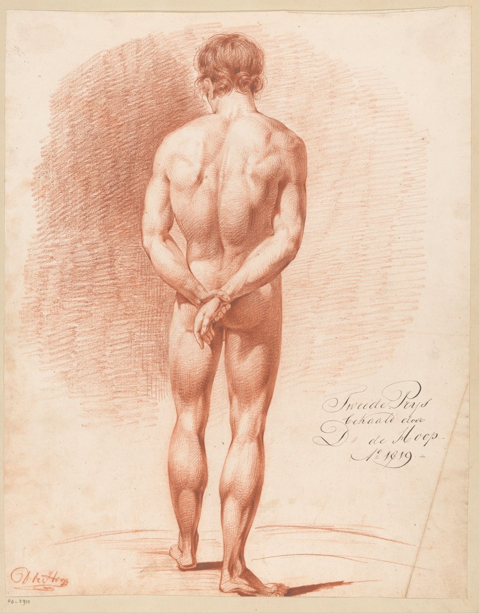 Álló férfi akt, hátulról nézve (2. díj 1819) alkotó: Douwe de Hoop