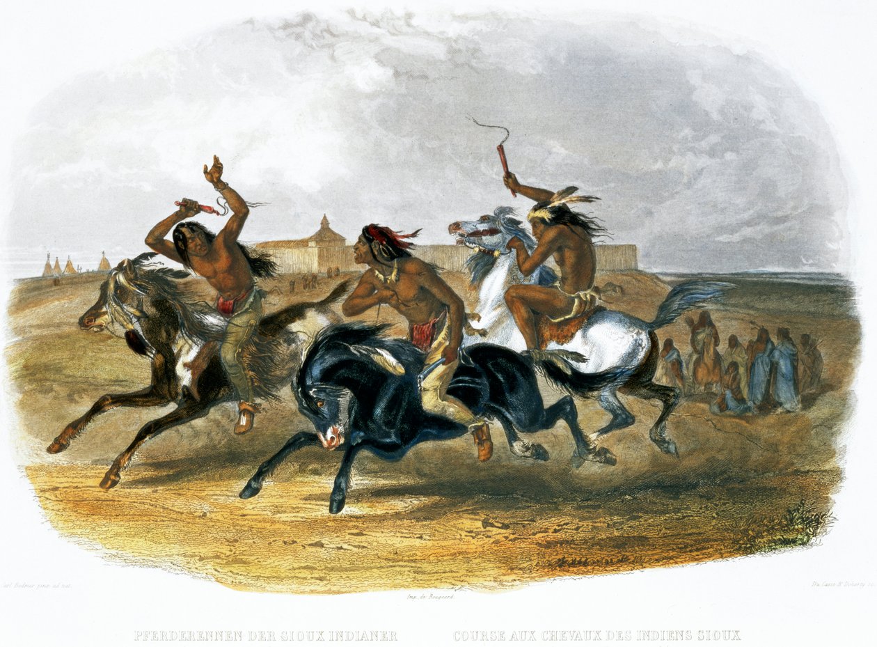 "Sioux indiánok lóversenye Fort Pierre közelében", 1843 alkotó: Du Casse and Doherty