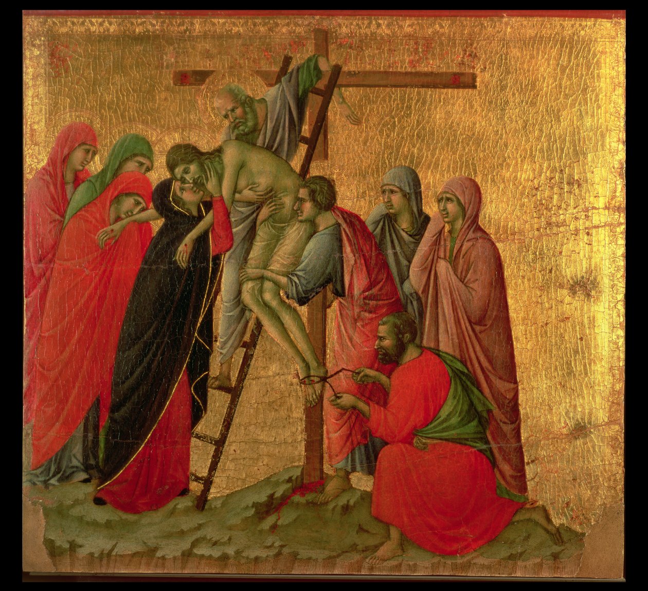 Maesta: Leszállás a keresztről, 1308-11 alkotó: Duccio di Buoninsegna