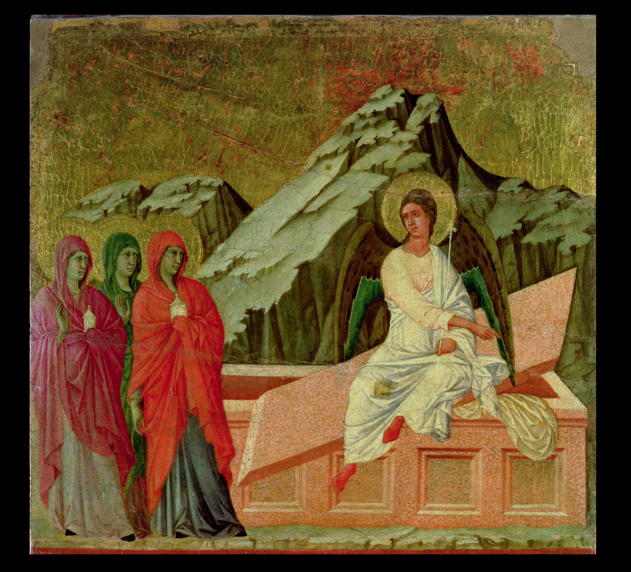 Maesta: A három Mária Krisztus sírjánál, 1308-11 alkotó: Duccio di Buoninsegna
