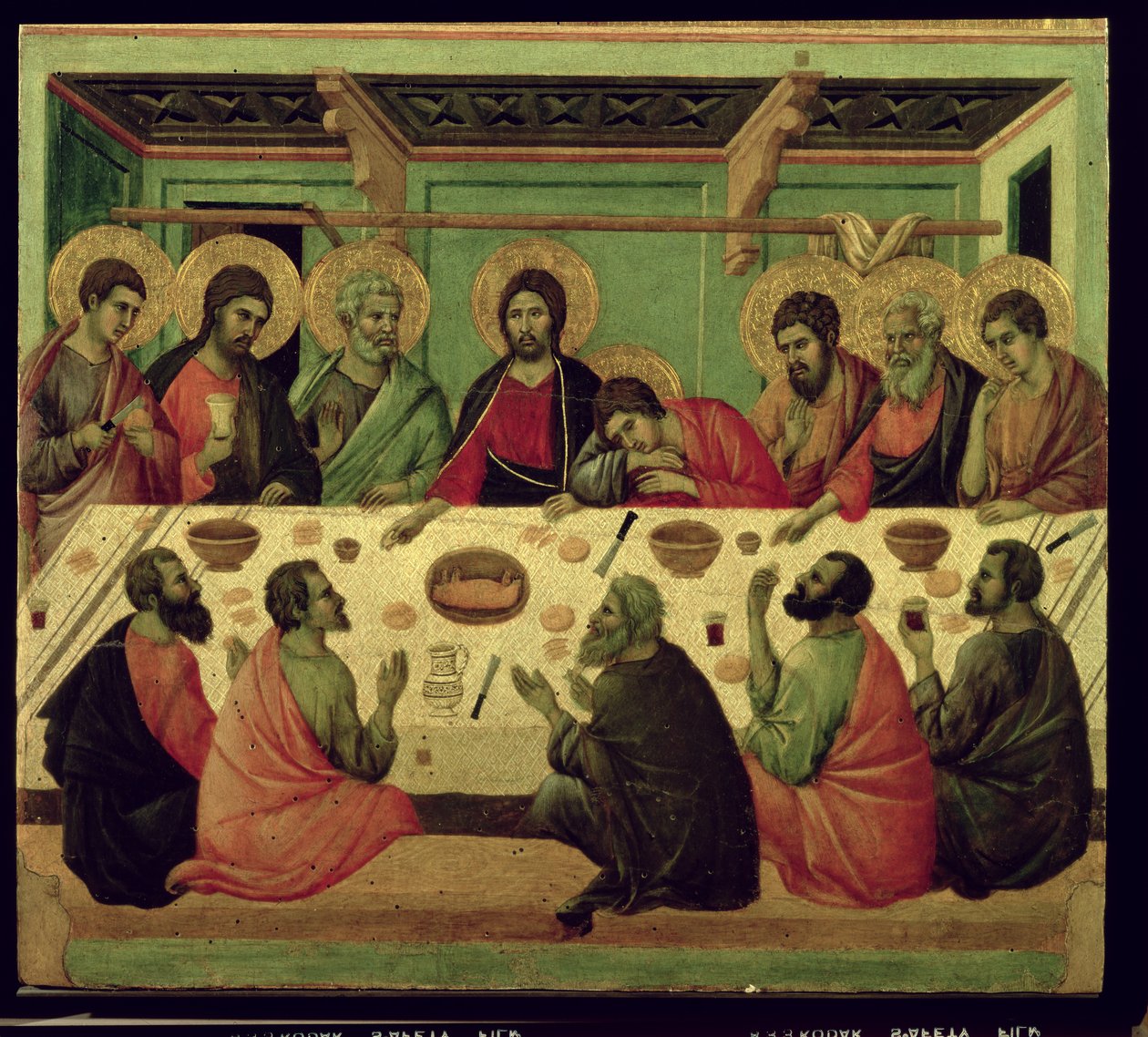 Az utolsó vacsora, a Passióoltárról alkotó: Duccio di Buoninsegna