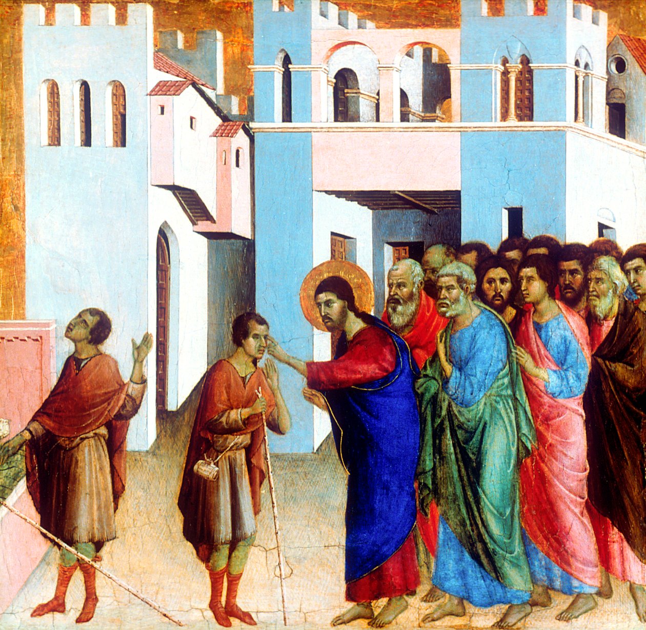 Jézus kinyitja a vakon született ember szemeit, 1311 alkotó: Duccio di Buoninsegna