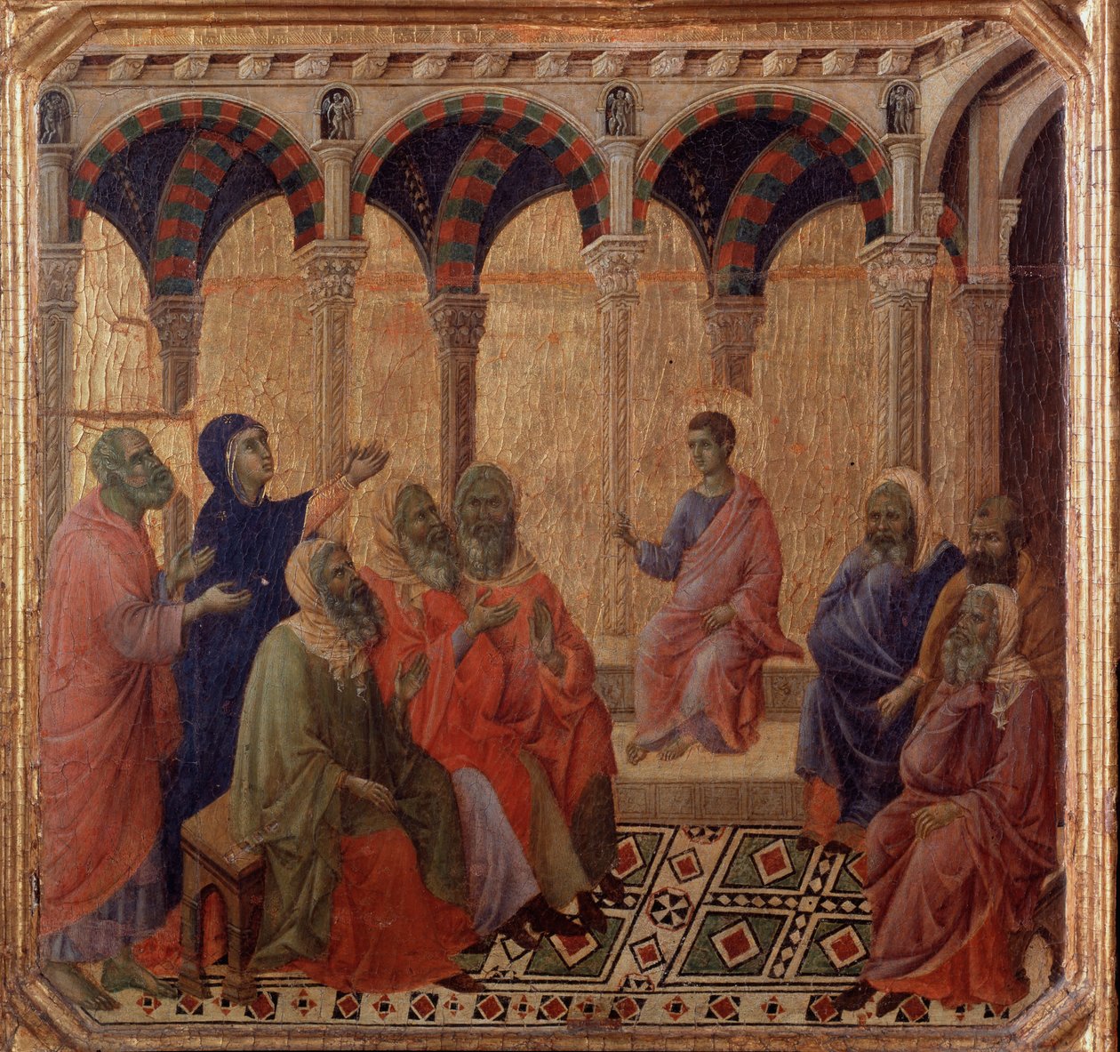 Jézus élete: vita az orvosokkal (a Maesta részlete) (Festmény alkotó: Duccio di Buoninsegna