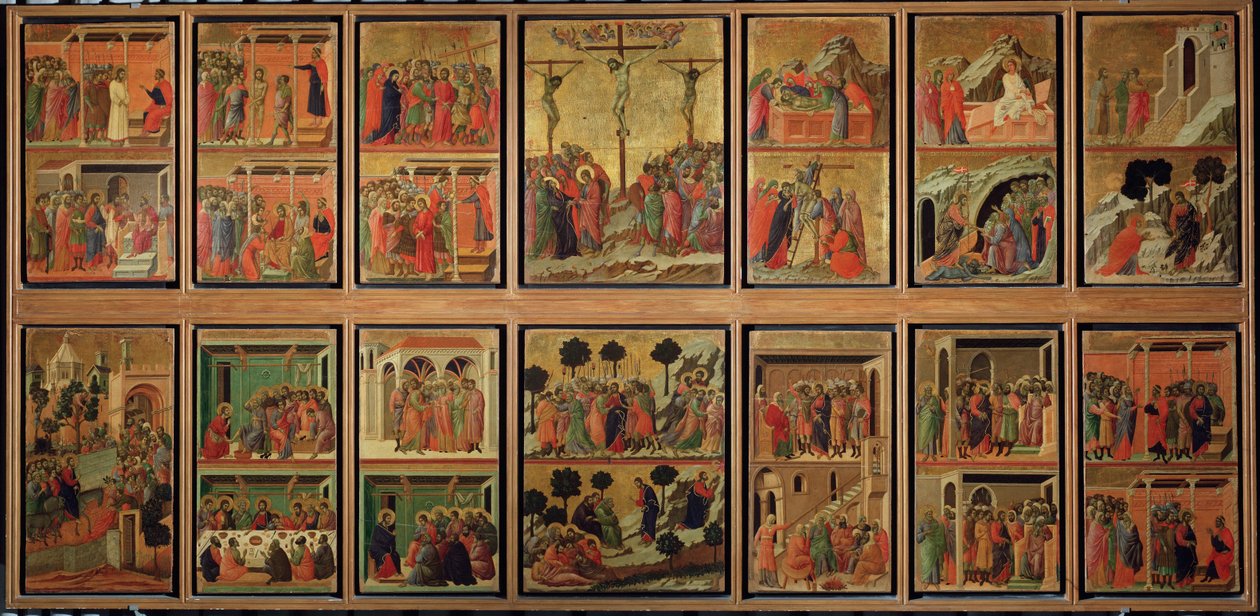 Krisztus élete: szenvedély. A Maesta Predella (tempera fán alkotó: Duccio di Buoninsegna