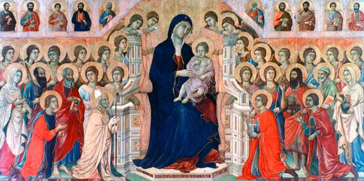 Maestà, Madonna angyalokkal és szentekkel, 1308-1311 alkotó: Duccio di Buoninsegna