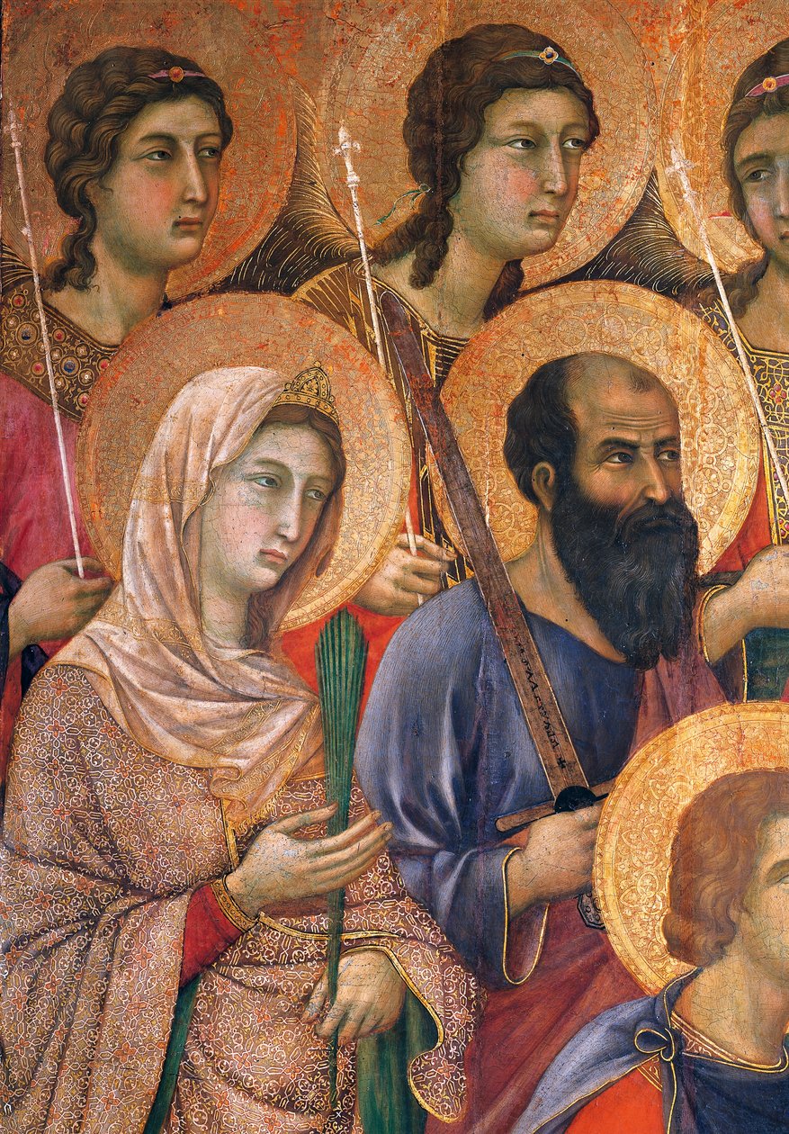 Duccio Maesta oltárképe a sienai katedrálisban, Duccio di Buoninsegna (1255 körül - 1319 előtt), tempera fán, 212x425 cm, részlet alkotó: Duccio di Buoninsegna