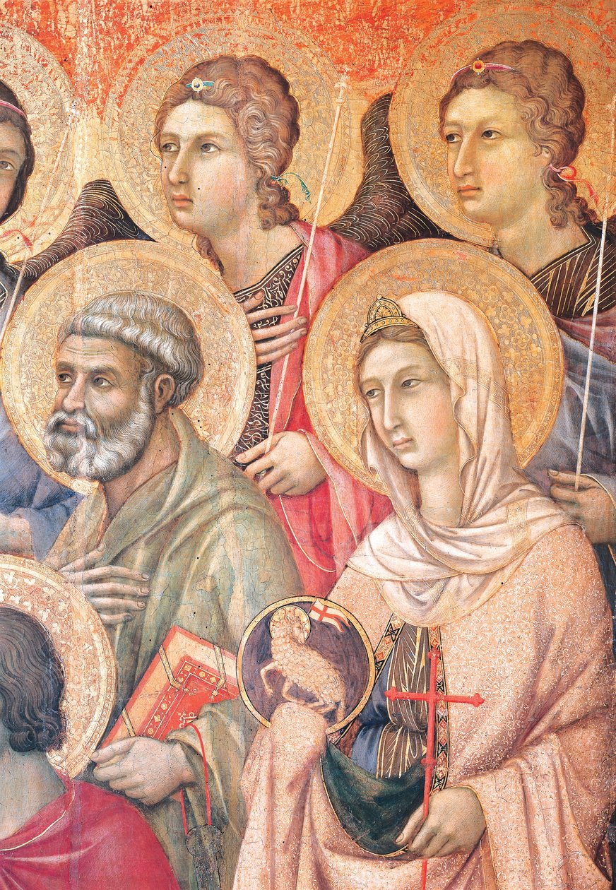 Duccio Maesta oltárképe a sienai katedrálisban, Duccio di Buoninsegna (1255 körül - 1319 előtt), tempera fán, 212x425 cm, részlet alkotó: Duccio di Buoninsegna