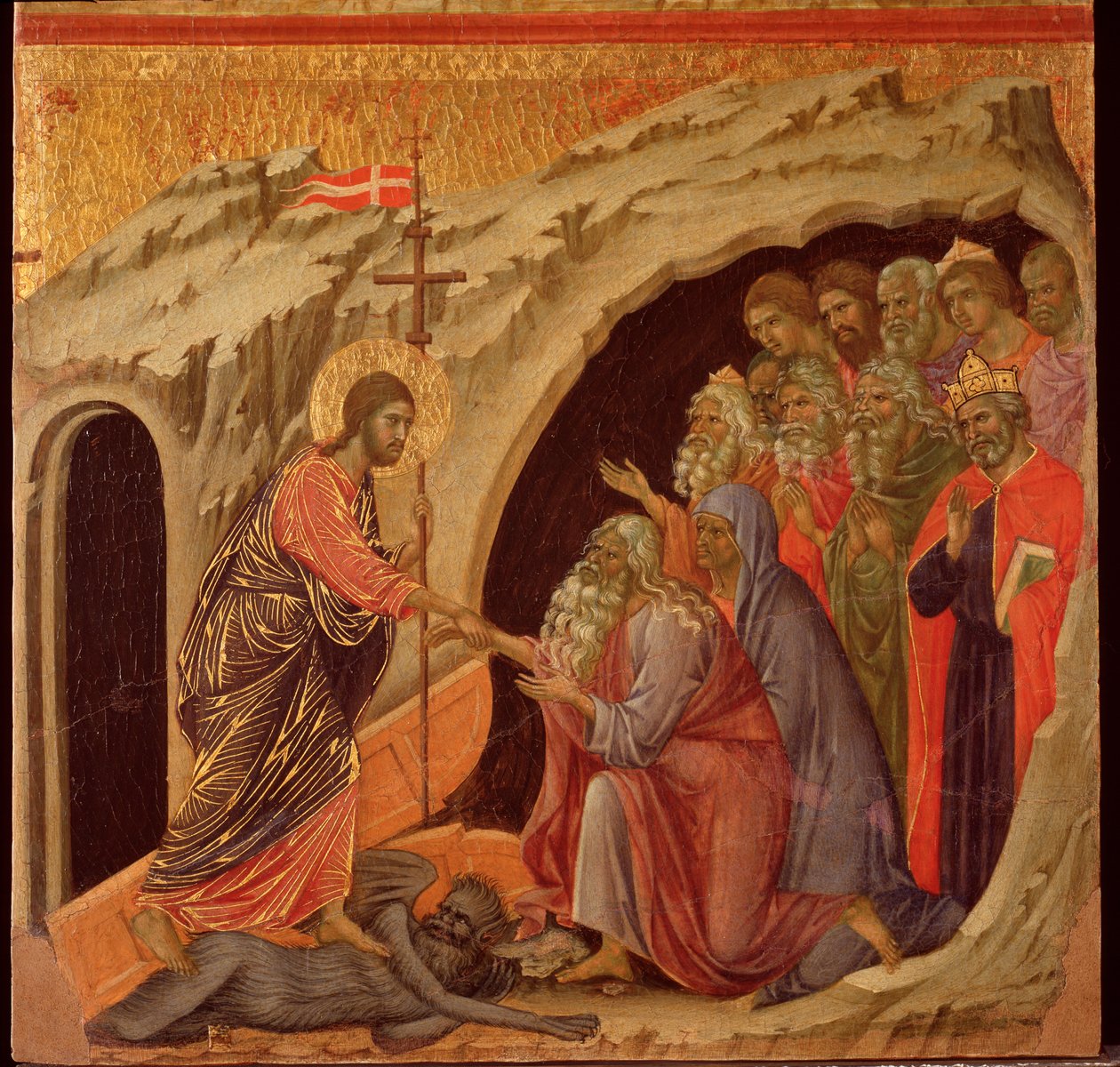 Szenvedély: a bizonytalanságba süllyedés. Maesta oltárkép (tempera és arany fán alkotó: Duccio di Buoninsegna