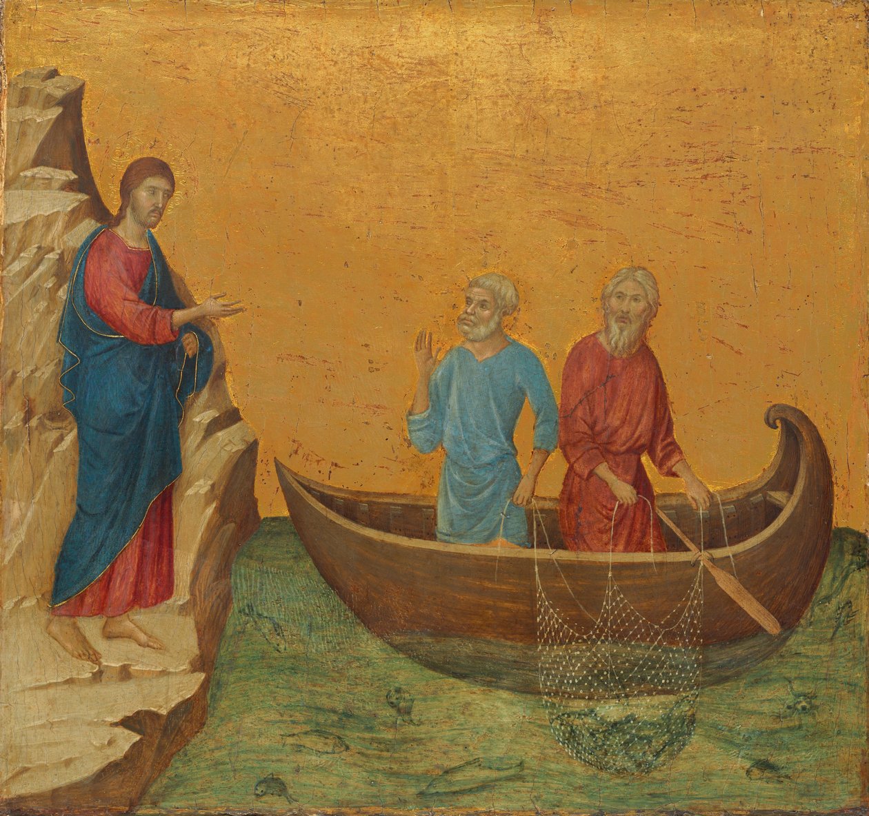Péter és András apostolok elhívása, 1308-1311. alkotó: Duccio di Buoninsegna