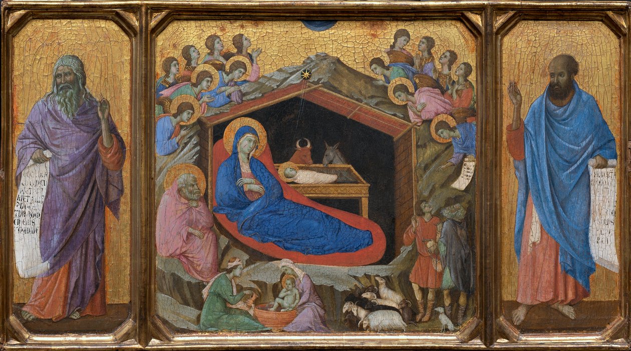 A Születés Ézsaiás és Ezékiel prófétákkal alkotó: Duccio di Buoninsegna