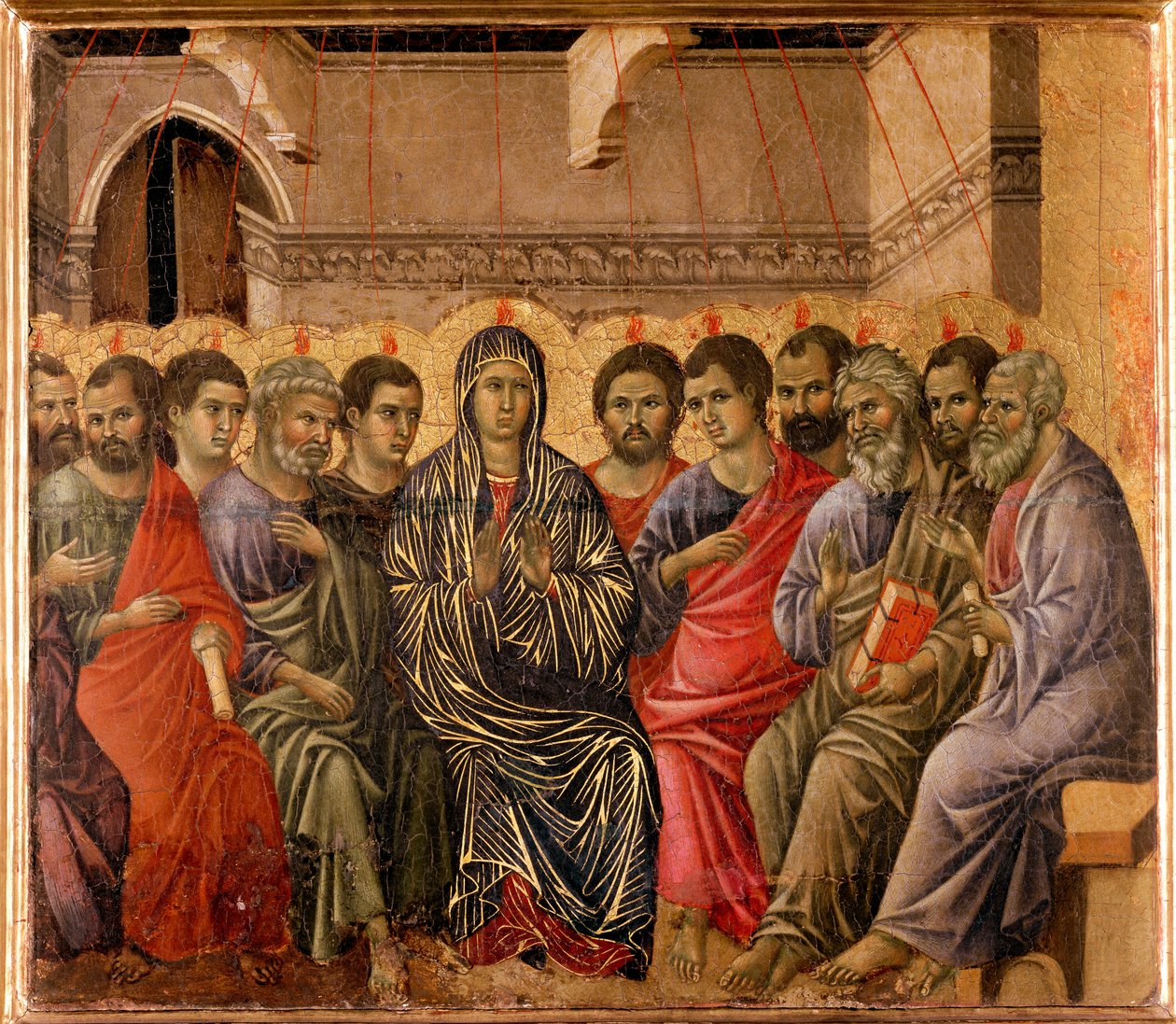 A Maesta oltárkép pünkösdi háta alkotó: Duccio di Buoninsegna