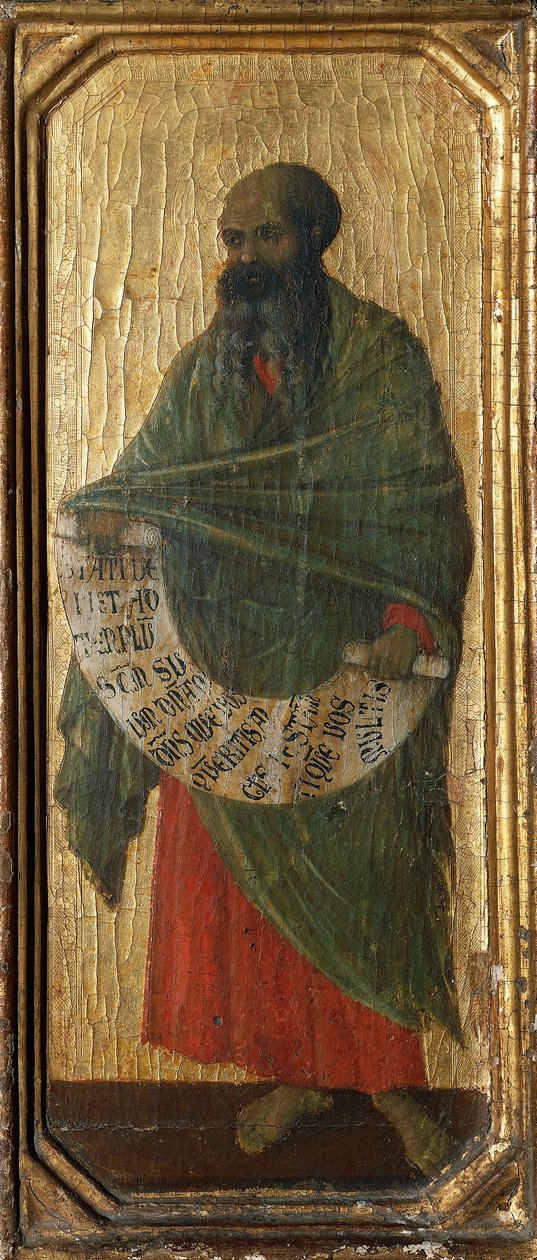 Malakiás próféta, részlet a Sienai katedrálisban lévő Duccio Maesta oltárképének predellájából alkotó: Duccio di Buoninsegna
