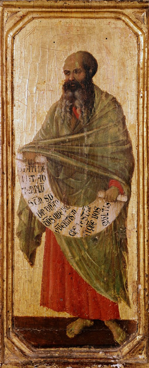 Malachie Detrempe próféta fán, Duccio di Buoninsegna (1255-1318 / 9) 1308-1311 Méret: 42,5x16 cm Siena, Museo del Opera Metropolitana alkotó: Duccio di Buoninsegna