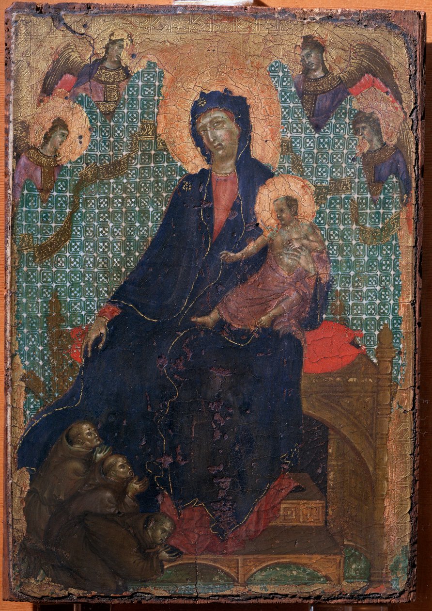 Szűz és gyermek három ferences szerzetessel (Festmény alkotó: Duccio di Buoninsegna
