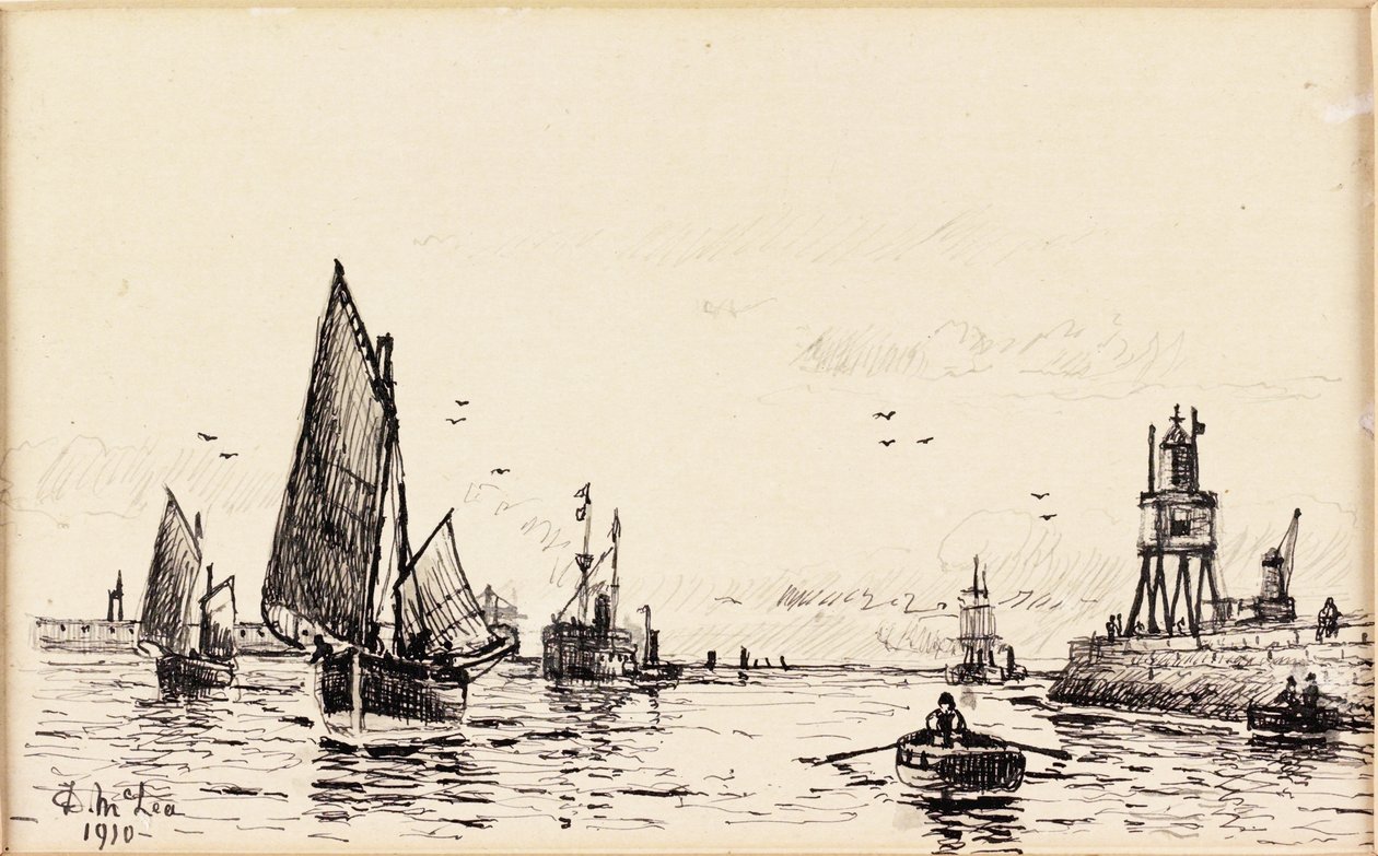 A Groyne. South Shields (fekete tinta, kártya) alkotó: Duncan F. McLea