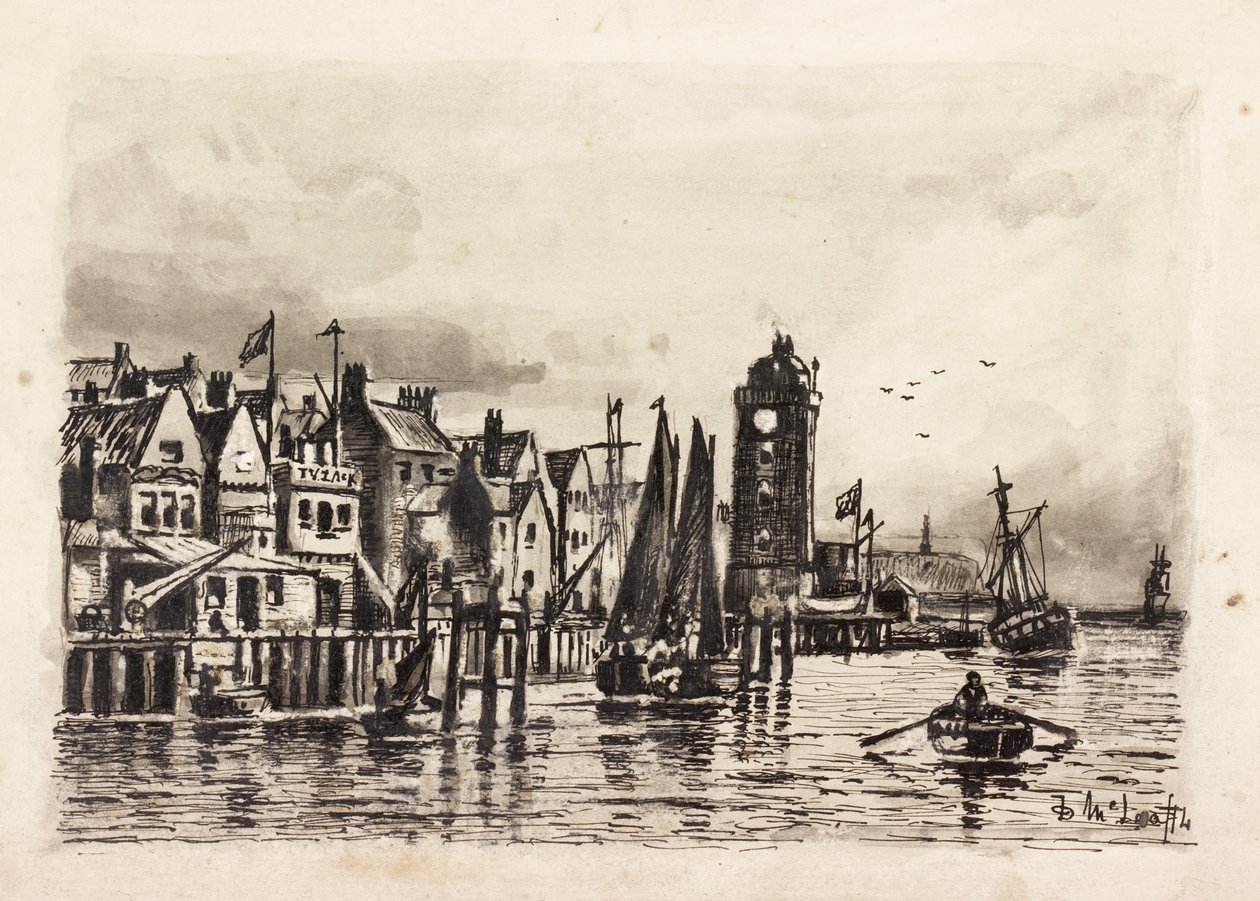 Gyenge fény (North Shields) (tinta papíron) alkotó: Duncan F. McLea