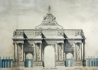 Diadalív, Claude Perrault (1613-78) tervei alapján (akvarell és gouache papíron) alkotó: Dupouy Dupouy