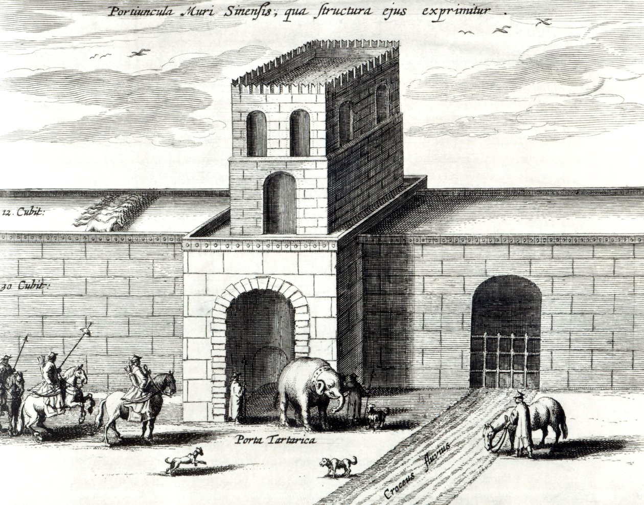 Egy ajtó a Nagy Falban, "Kínából illusztrálta" Athanasius Kircher (1601-80) 1667 alkotó: Dutch School