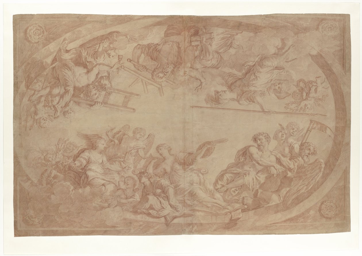 Allegóriája a művészek elszakadásáról a hágai Szent Lukács Céhtől, 1686 (rajz) alkotó: Dutch School