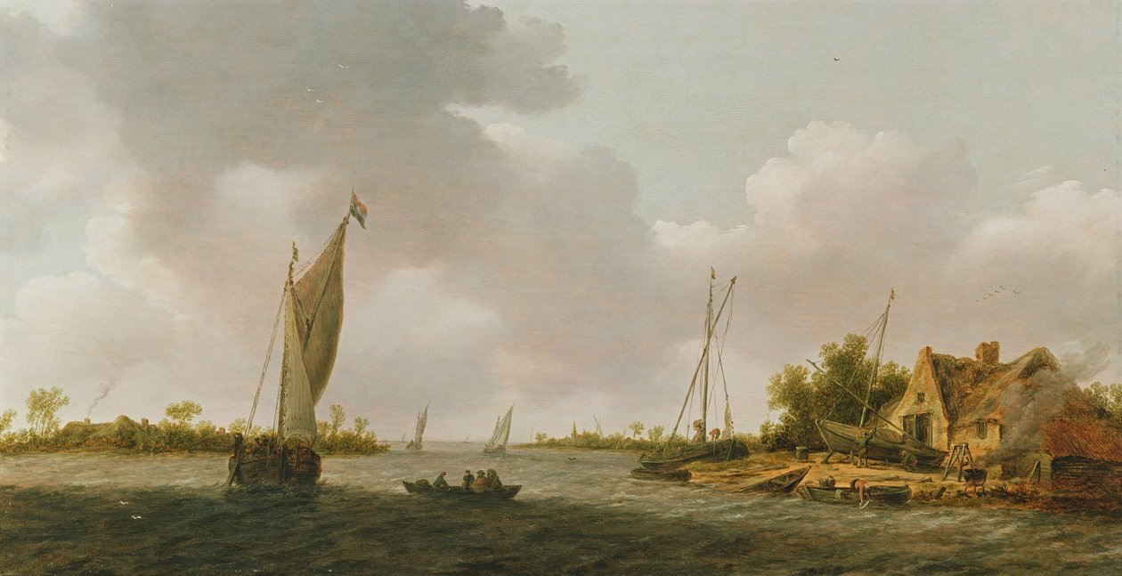 Csónakok a torkolatban alkotó: Dutch School