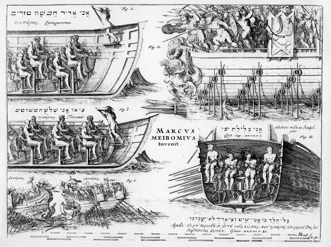 Marcus Meibom „De Fabrice Triremium Liber” címlapja, 1671-ben alkotó: Dutch School