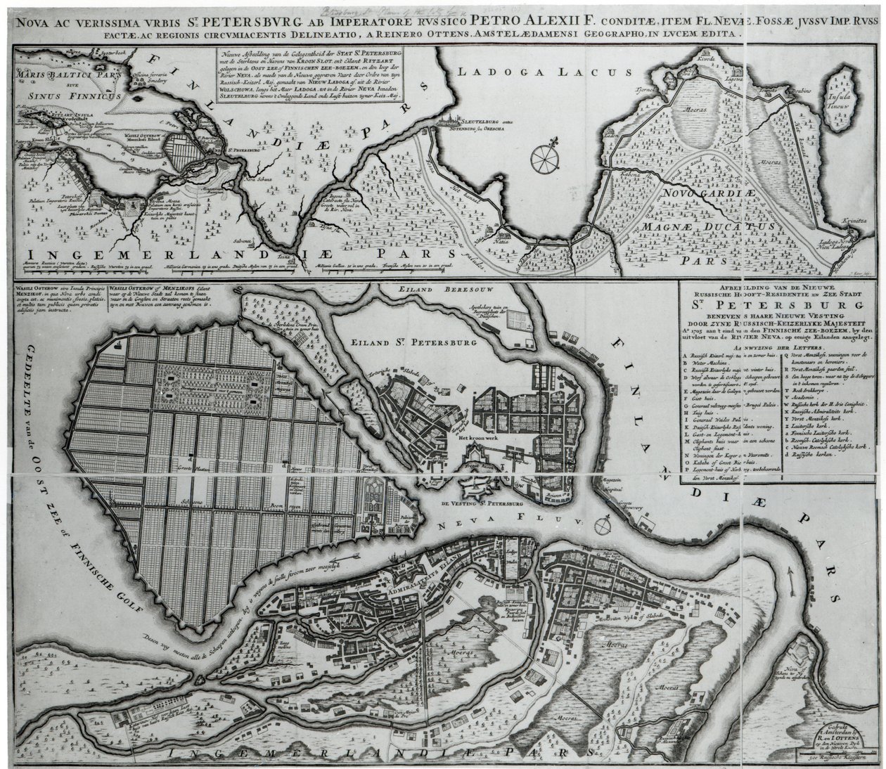 Szentpétervár térképe, 1750 körül alkotó: Dutch School