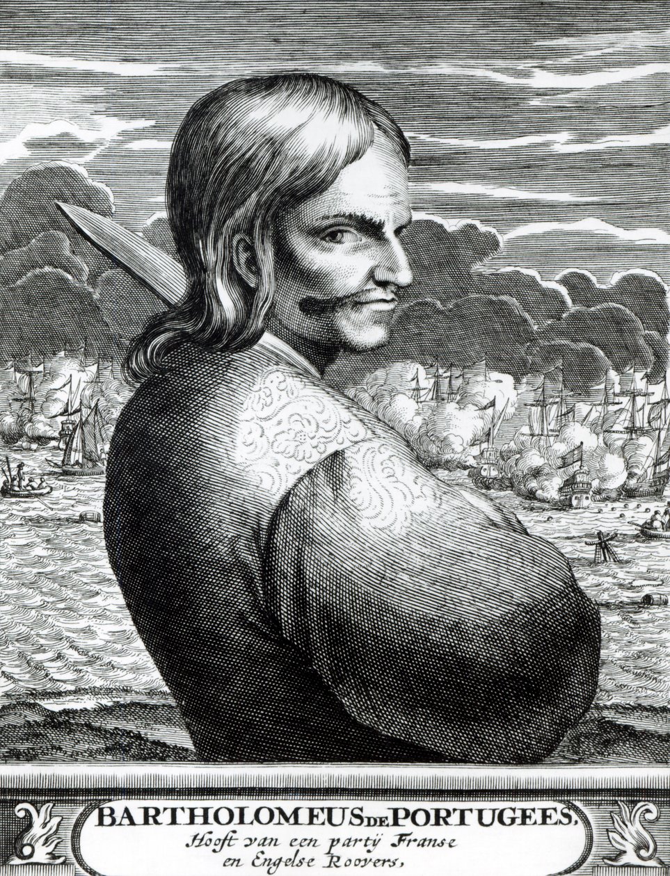 Bartholomeus de Portugees portréja, Alexander O. Exquemelin, The Buccaneers of America, 1678 alkotó: Dutch School