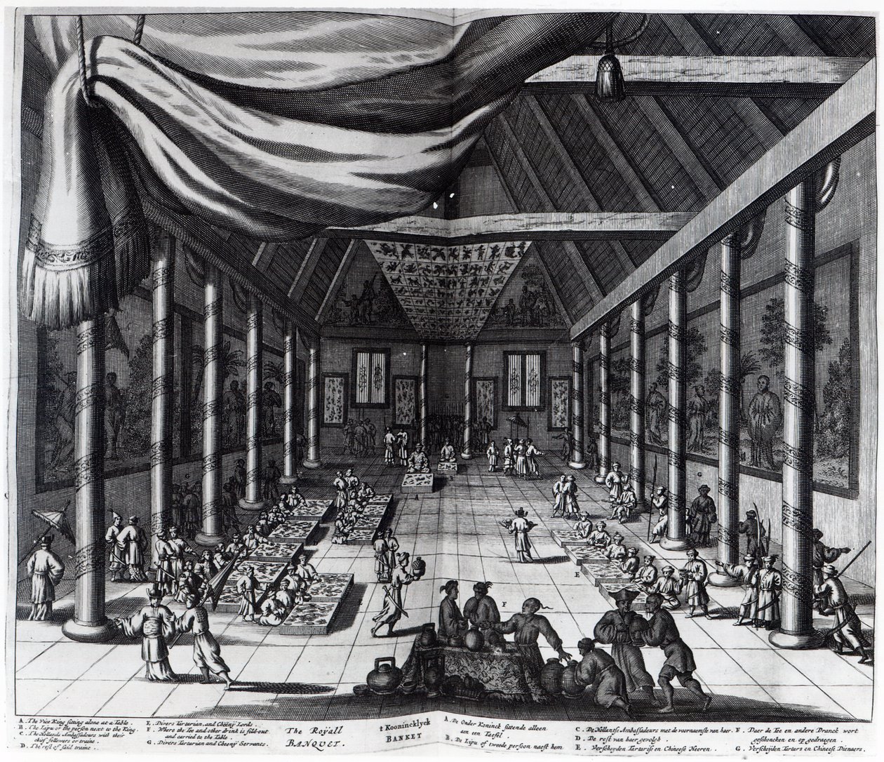 A királyi bankett, illusztráció Arnoldus Montanus „Atlas Chinensis” című művéből, 1671 alkotó: Dutch School